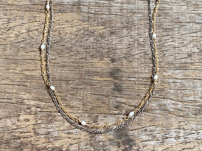 Hand-beaded Double Figaro Chain Necklace