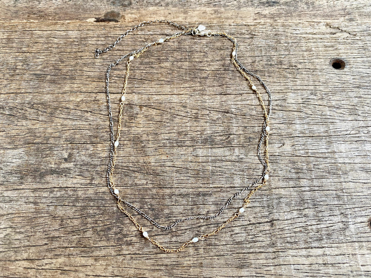 Hand-beaded Double Figaro Chain Necklace