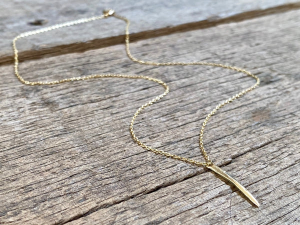 Dainty Gold Filled Spike Charm Necklace - Needle Necklace – The Cord Gallery